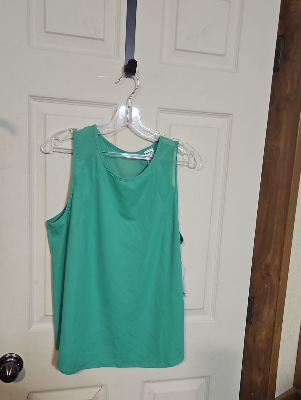 RBX WOMENS GREEN TANK W/ MESH AND PLEATS: NEW WITH TAGS: SIZE L
